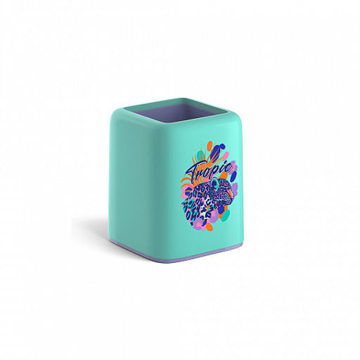 Цена за 1 шт. Подставка настольная пластиковая ErichKrause Forte, Tropical, мятный с фиолетовым