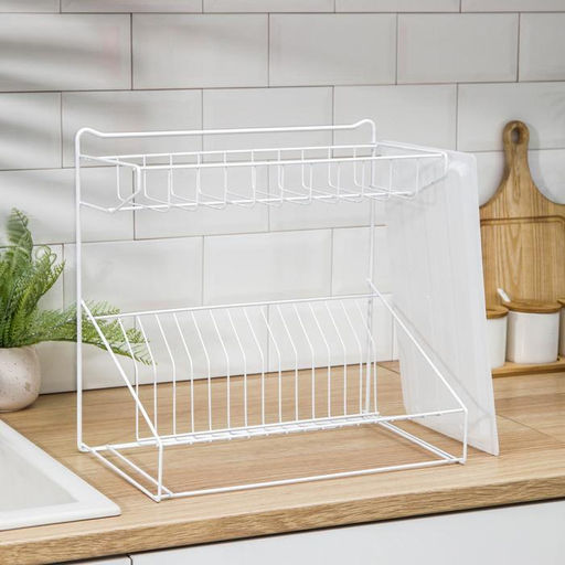 Сушилка для посуды с поддоном, 38.5×38.5×24 см, белый
