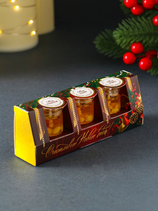 Цена за 2 шт. Свечи гелевые «Счастливого Нового года», 3 шт., золотые, 2.5×2.5×2.5 см