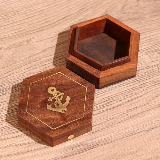 Шкатулка «Якорь», 8.5×7.5×3.5 см, дерево шишам
