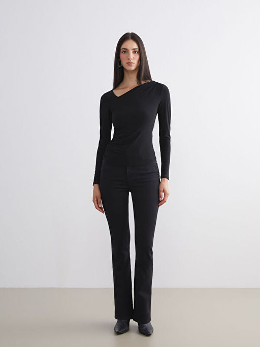 Asimetrik Yaka B?zg?l? Bluz