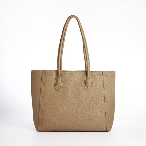 Шоппер женский, на молнии, 33×12×28 см, однотонный, бежевый