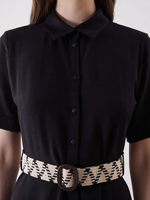 Keten Kar???ml? G?mlek Elbise