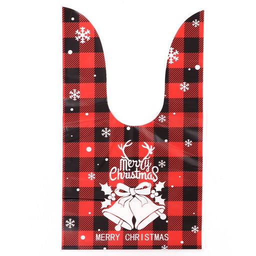 Цена за 50 шт. Пакет полиэтиленовый подарочный новогодний, с ушками Клетка красная, 13?23 см - UPAK LAND фото 4