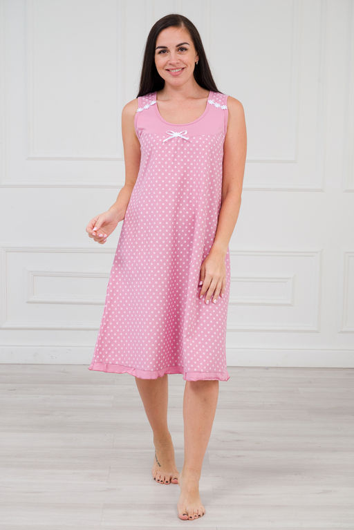 Ночная сорочка из кулирки Василиса горох на лиловом - Амадэль фото 7