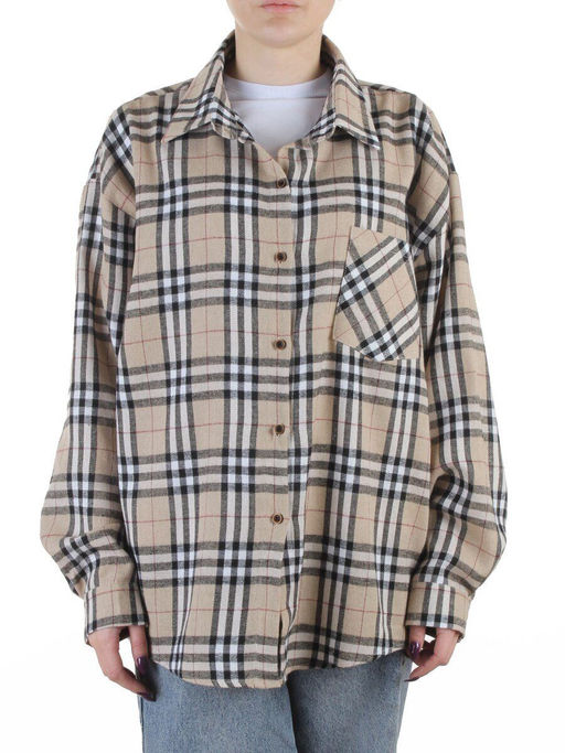 C501 BEIGE Рубашка женская оверсайз (95% хлопок, 5% спандекс)