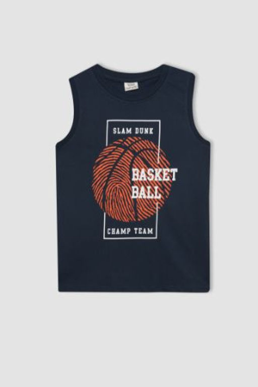 Erkek Cocuk Bisiklet Yaka Bask?l? Atlet