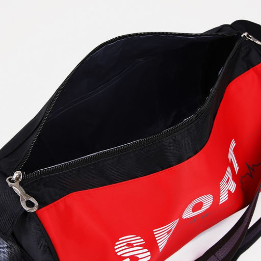 Сумка спортивная на молнии, длинный ремень, цвет чёрный/красный - Simaland фото 4
