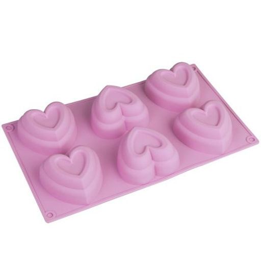 Форма для выпечки 6 ячеек силиконовая/ YH444 /уп 6/144/0.118/Сердце/30*17/0.112 - Галеонтрейд фото 4