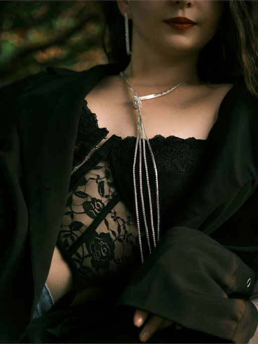 Гарнитур 2 предмета: кулон, серьги Элегантность жгут, цвет белый в серебре, 42 см