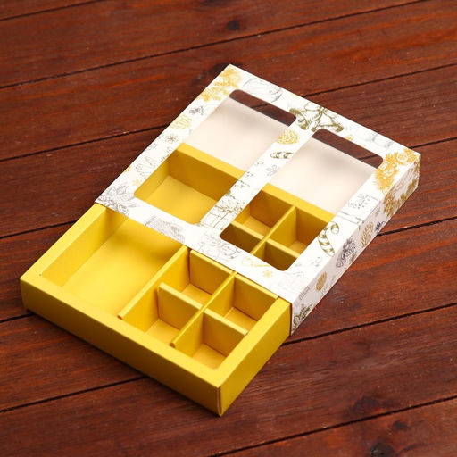 Коробка для конфет, 8 конфет и шоколадка, 17,7 х 17,7 х 3,8 см Праздничная ёлка - UPAK LAND фото 4