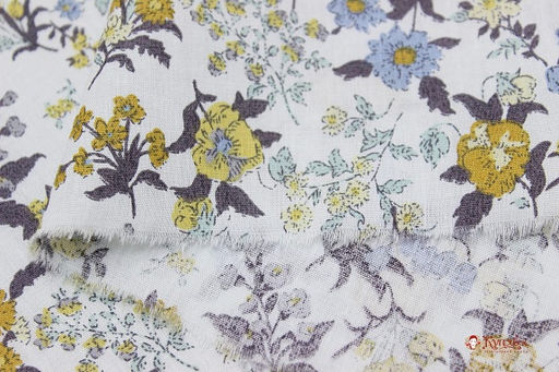Импорт. хлопок Цветочная легенда (горчичные цветы), ш.1.48м, хлопок-100%, 105гр/м.кв - Купава фото 3