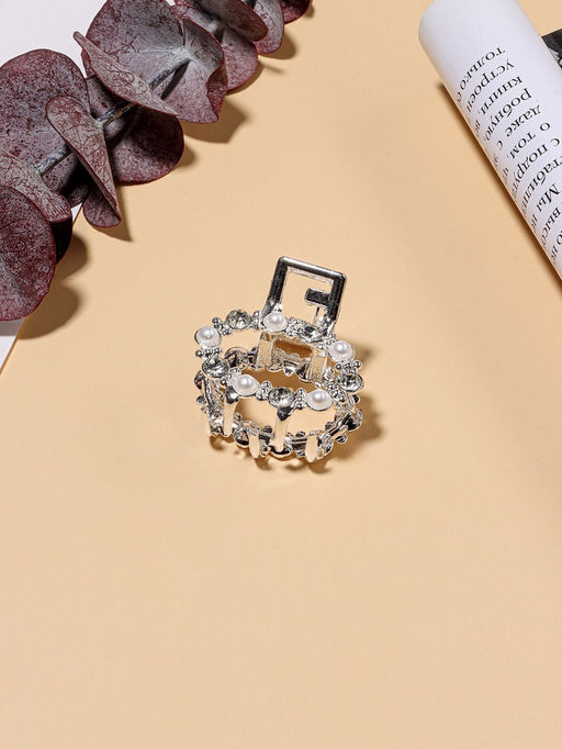 Цена за 6 шт. Крабик для волос «Мелани», овал, 2.5 см, серебристо-белый