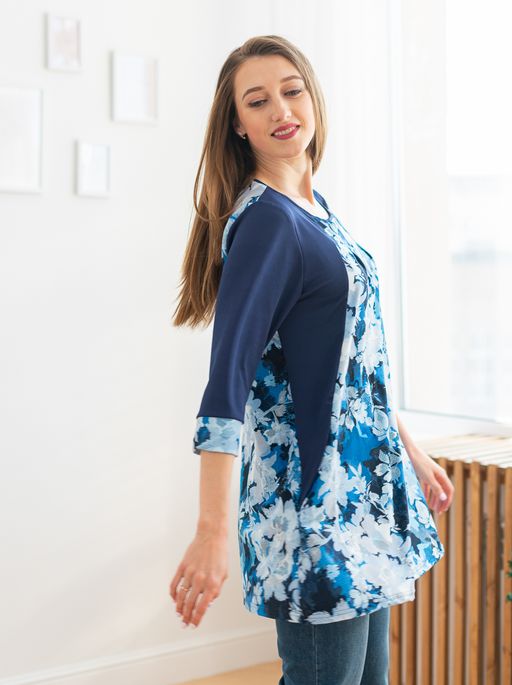 Туника женская из масла Клэр синие цветы - Амадэль фото 2