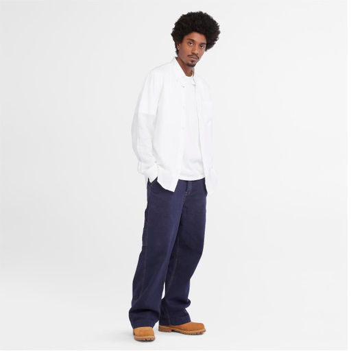 Мужская рубашка Timberland Shirt Linen Pocket белая  фото 2