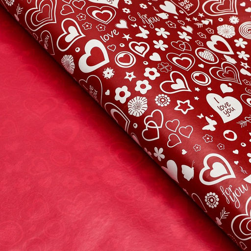 Цена за 10 шт. Бумага упаковочная глянцевая «Сердце», двусторонняя, 70×100 см