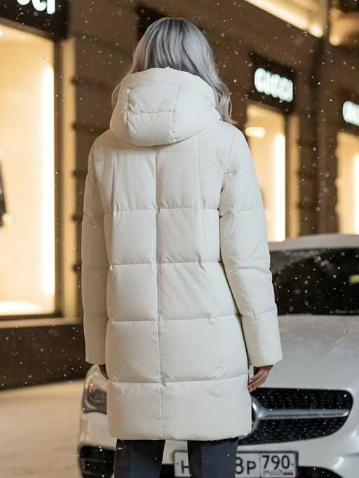 Куртка зимняя MTFORCE 9629B женская удлиненная бежевая утеплитель 260 г/м²  фото 22