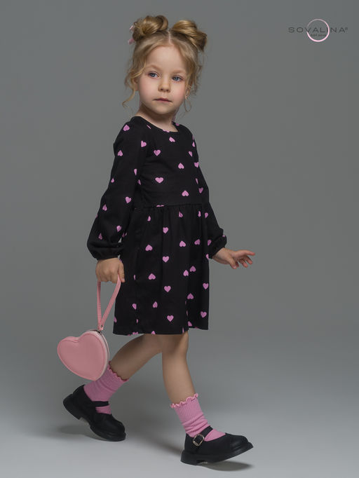 Платье Моана розовые сердечки на черном - Sovalina фото 11
