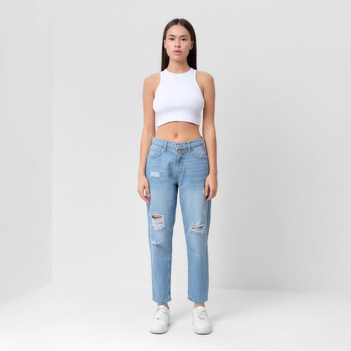 Джинсы женские мом MIST: Denim, размер (30) 46-48, голубые