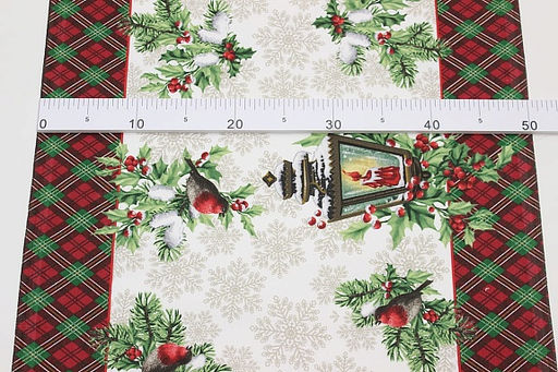 Дорожка Рождественский фонарик цв.зеленый, ш.0.5м, хлопок-100%, 228гр/м.кв - Купава фото 2