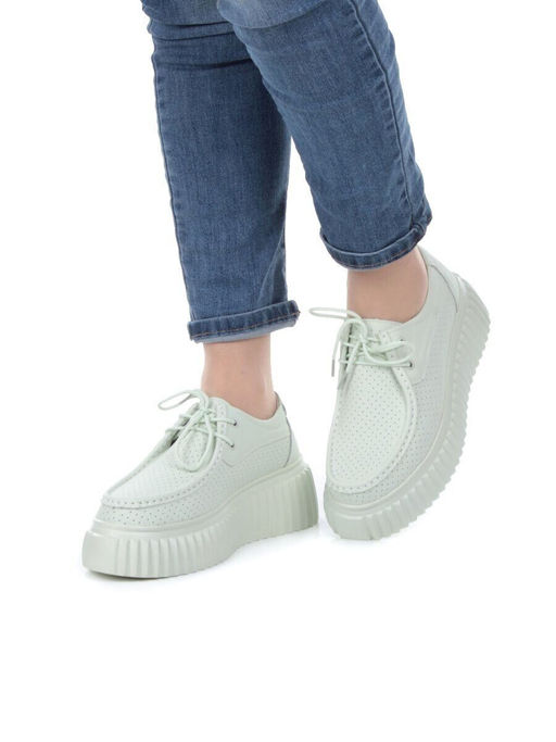 03-PDA169-4 GREEN Полуботинки женские (натуральная кожа)