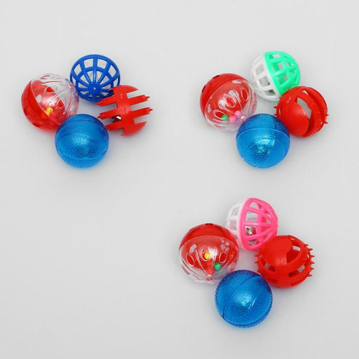 Набор шариков для кошек, диаметр 4 см, 4 шт., цвет МИКС