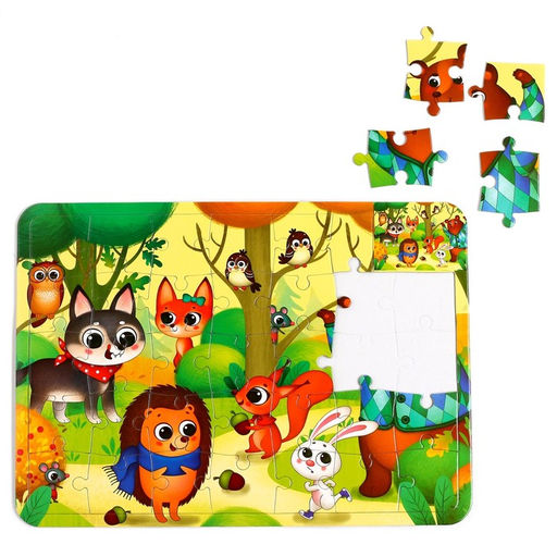 Пазл - раскраска в рамке «Лесные зверята», 34 детали