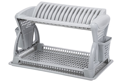 Сушилка для посуды 2-х ярусная 52*31*30 см "Серая" (модель 065)
