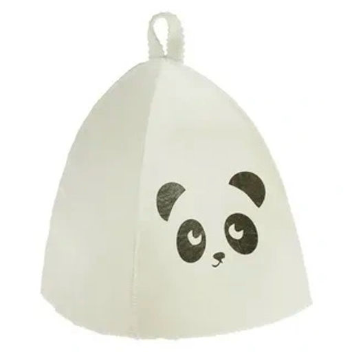 Цена за 2 шт. Шапка банная детская "Классическая" серая с шелкографией "Панда" (без упаковки)