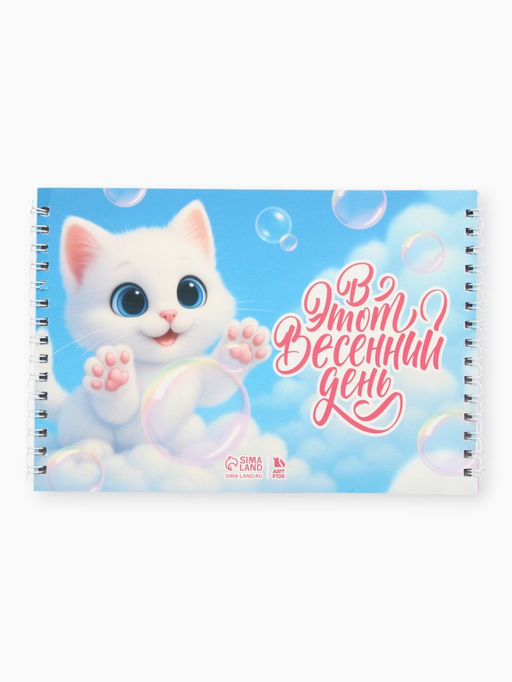 Подарочный набор, двойной блокнот с заданиями, ручка «Котик»