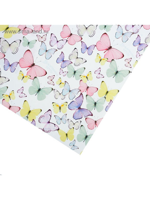 Цена за 10 шт. Бумага упаковочная глянцевая Светлые бабочки, 70?100 см