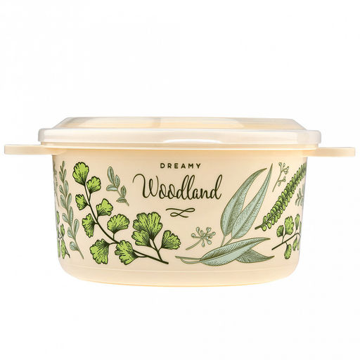 Контейнер для продуктов пластмассовый 2л, д18,8см, h10,7см, бежевый, с декором, подходит для СВЧ и морозильной камеры, Phibo (Россия) - Домашняя мода фото 2