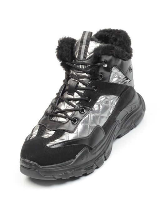 04-8524-4 BLACK Ботинки женские зимние (искусственные материалы) - Фабричный китай фото 2