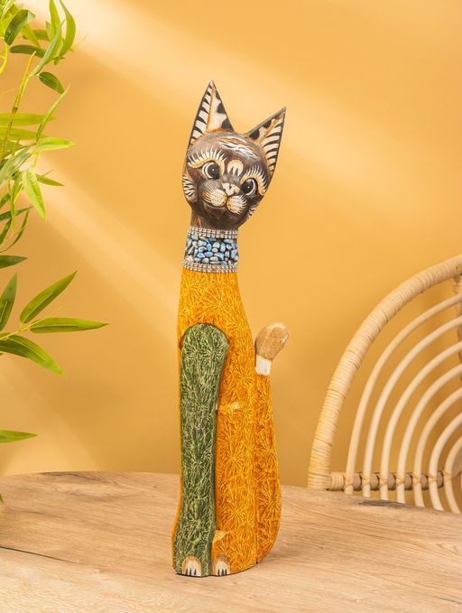 Сувенир «Кошка», 60×14×6 см, дерево, коричневый, МИКС