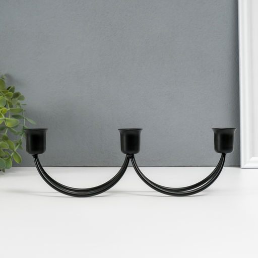 Металлический подсвечник на 3 свечи «Качели», чёрный, 8.5×26.5×5.5 см