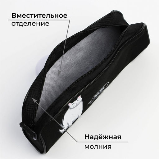 Пенал школьный, текстиль, 8×20×4 см «Когда обед?»