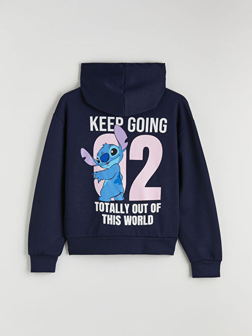 Stitch Bask?l? K?z ?ocuk Soft Touch Fermuarl? Sweatshirt