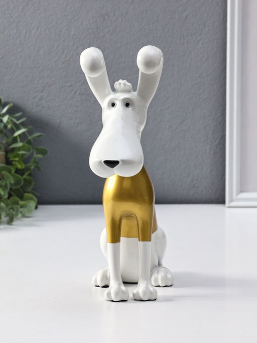 Сувенир полистоун "Пёсик в золотой кофточке" 9х22х26,5 см