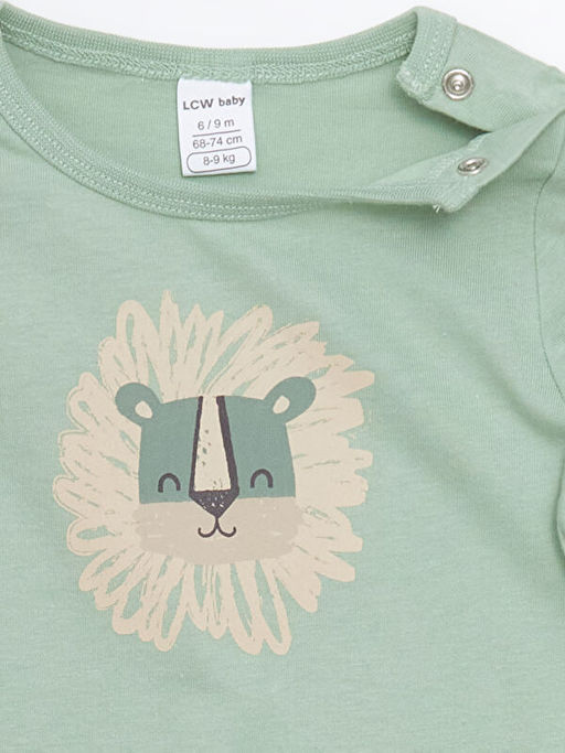 Bisiklet Yaka Bask?l? Penye Tulum 2li