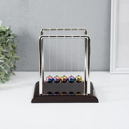 Маятник настольный антистресс «Шары Ньютона. Колыбель техно», пластик, бензиновые шары, 18×15×17.5 см