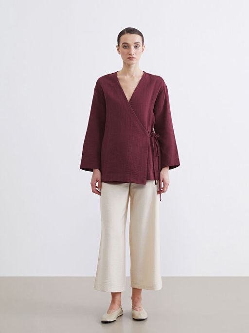 Kruvaze Yaka Kad?n M?slin Kimono