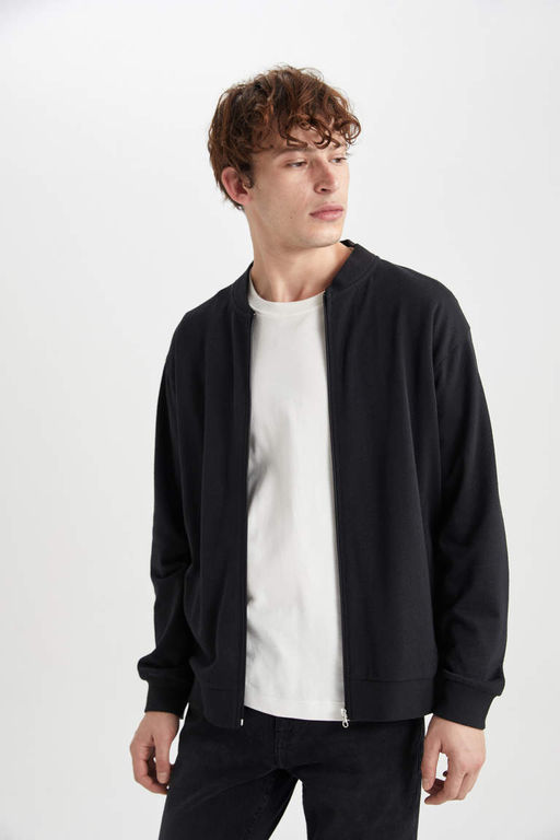 Кардиган-бомбер стандартного кроя с воротником-бомбером - Defacto фото 4