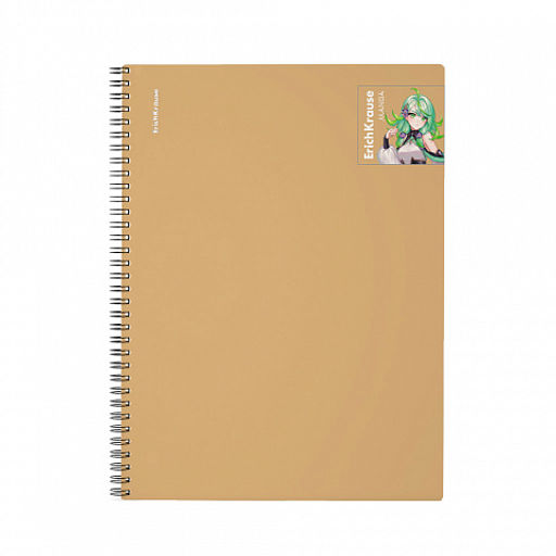 Цена за 1 шт. Тетрадь общая с пластиковой обложкой на спирали ErichKrause Manga бежевый, А4, 80 листов, клетка