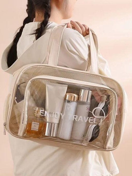 Kristaller Сумка-косметичка унисекс прозрачная с отделением для обуви, бежевый фото 8