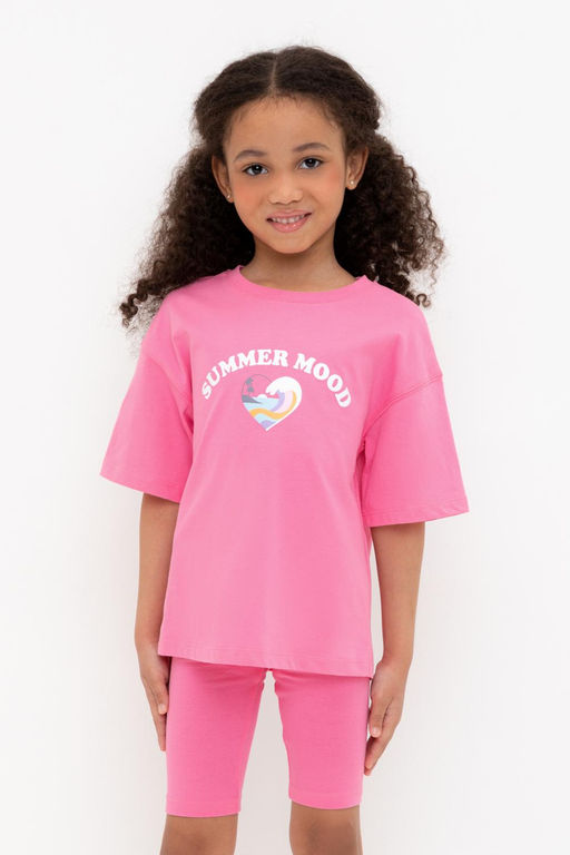 Crockid _ КР 302716-1/неоновый розовый к555 фуфайка (футболка) для дев