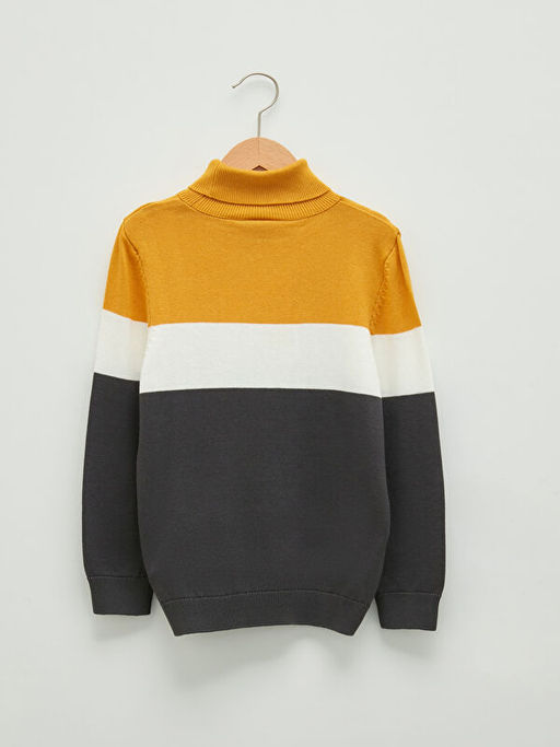 Bal?k?? Yaka Renk Bloklu Uzun Kollu Erkek ?ocuk ?nce Triko Kazak - Waikiki фото 2