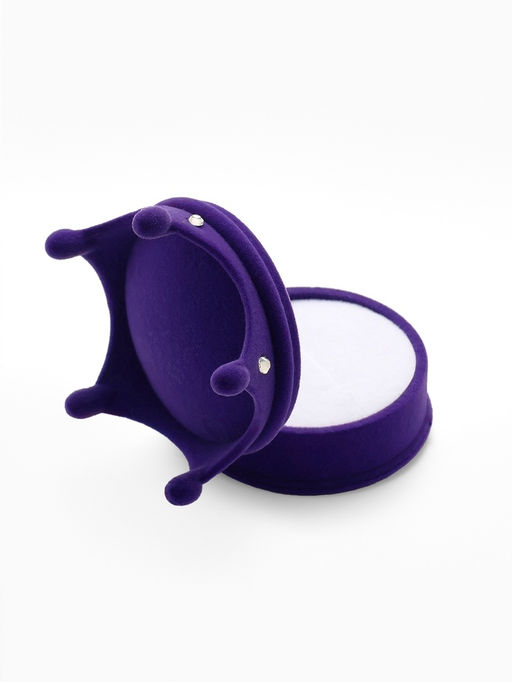 Футляр под серьги, кулон, кольцо Корона, бархатный, 5.5?5.5?4.5 см, фиолетовый