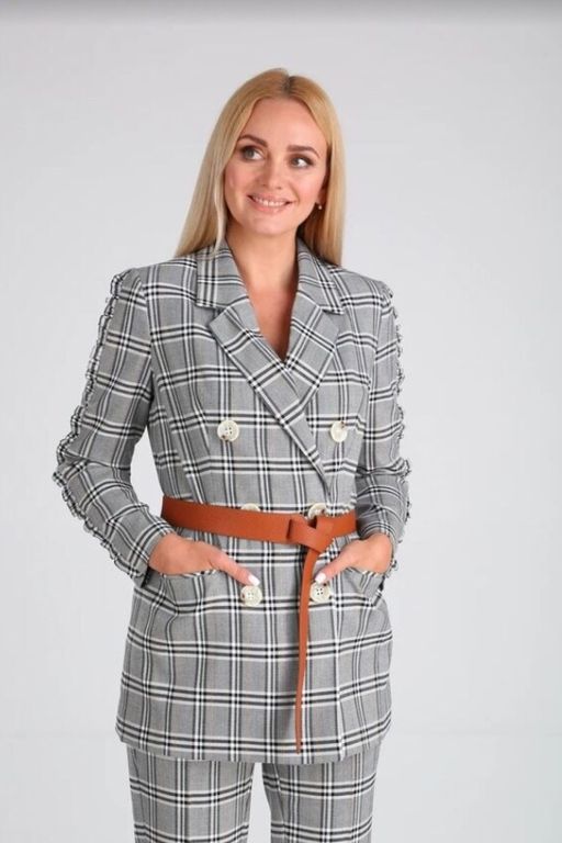 Костюм Gamma & Gracia 488 серый черная клетка  фото 2