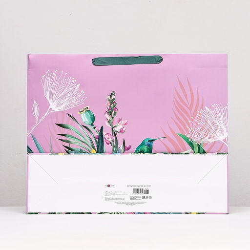 Пакет подарочный Цветы розовый, 50 х 40 х 15 см - Simaland фото 2