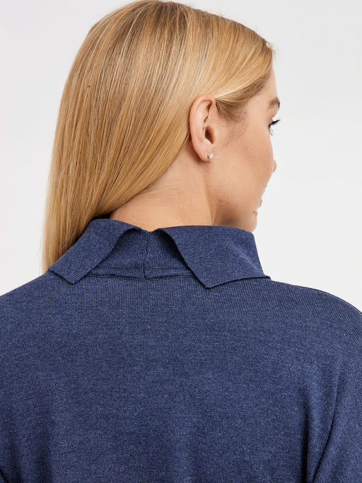 водолазка женская в синем цвете силуэта летучая мышь с добавлением страз - Glenfield фото 7